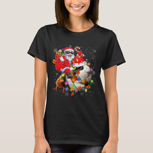 T-shirt Funny Guinea G Christmas Santa Hat Xmas Lights  (Devant)