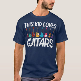 T-shirt Funny Guitar Art Kids Boys Girls Guitar Player Ins