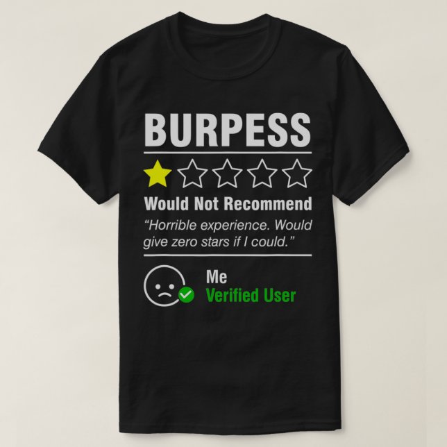 T-shirt Funny Gym Entraînement Burpees Ne Recommande Pas 1 (Design devant)