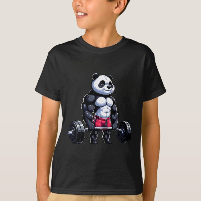 T-shirt Funny Gym Panda Bodybuilder Poids Motivati (Devant)