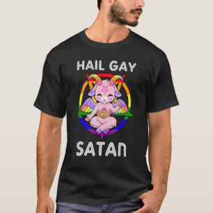 T-shirt Funny Hail Gay Satan LGBT Goth Gay pride Baphomet