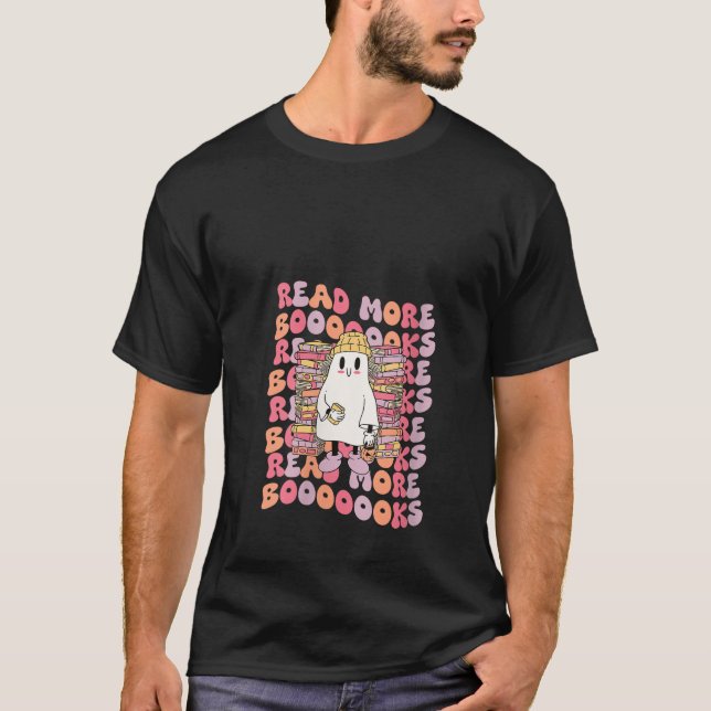 T-shirt Funny Halloween Ghost Lire plus Livres Livre V Nec (Devant)