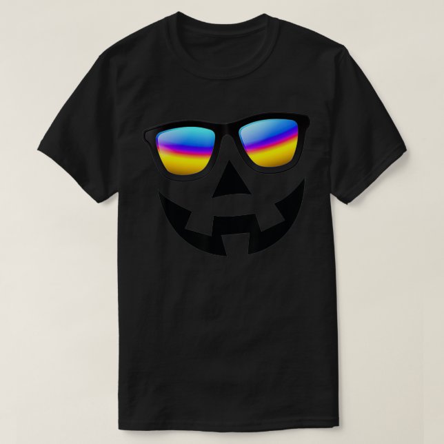 T-shirt Funny Halloween Smile Jack-o'-lantern avec lunette (Design devant)