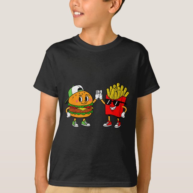 T-shirt Funny Hamburger French Fries Combo Snacks Fast Foo (Devant)