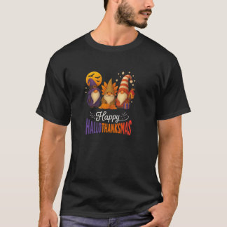 T-shirt Funny Happy Hallothanksmas Cute Gnomes Fall Celebr