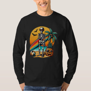 T-shirt Funny Hawaii Skeleton Surf Halloween Hawaiian M