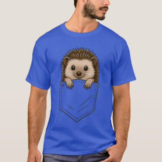 T-shirt Funny Hedgehog Peeking in Pocket Animal Lover Men 