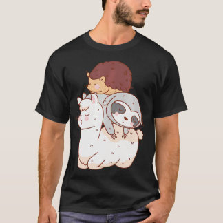T-shirt Funny Hérisson équitation Sloth équitation Llama