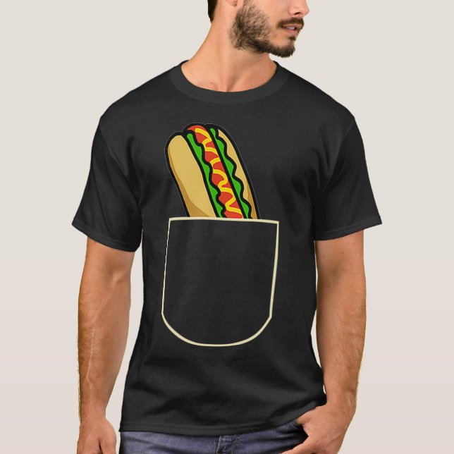 T-shirt Funny Hot Dog Dans La Poche Cadeau Amoureux des ch (Devant)