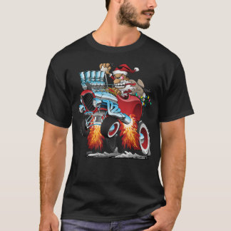 T-shirt Funny Hot Rod Santa Claus Christmas Holiday Car Ca