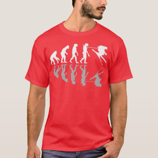 T-shirt Funny Human Evolution Skiing Humor Ski Snowboard W