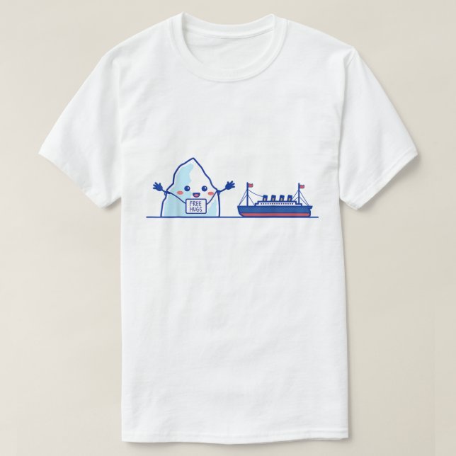 T-shirt Funny Iceberg and Ship Free Hugs Meme (Design devant)