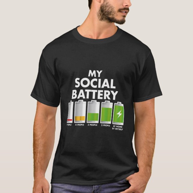 T-shirt Funny Introvert Cadeau Mon Batterie Sociale Avec L (Devant)