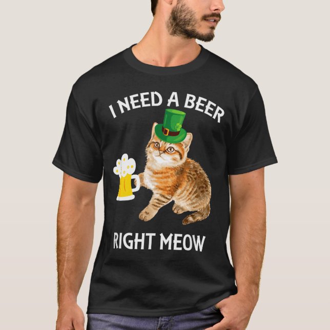 T-shirt Funny Irish Beer Cat St Patricks Day Drinking With (Devant)
