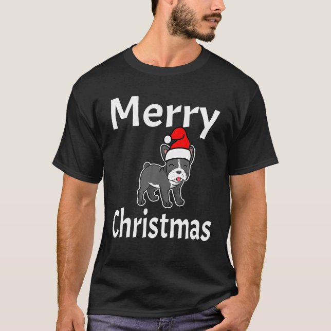T-shirt Funny Joyeux Noël Français Bulldog Amoureux des ch (Devant)