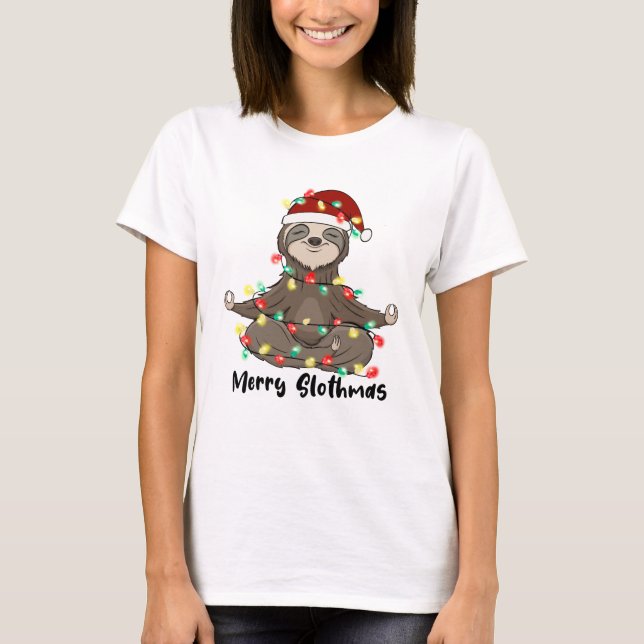 T-shirt Funny Joyeux Slothmas (Devant)