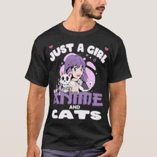 T-shirt Funny Just a Girl loves Anime and Cats Lover