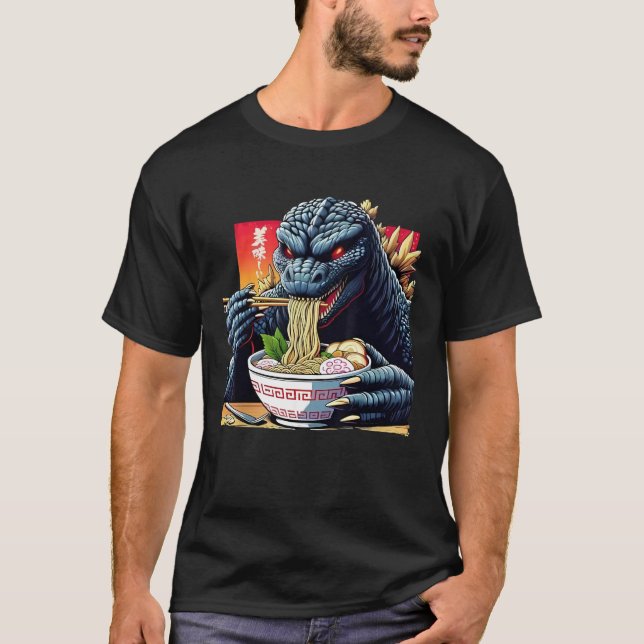 T-shirt Funny Kaiju Manger Ramen japonais Monster Lover Bi (Devant)