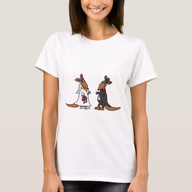 T-shirt Funny Kangaroo Mariée et Mariage de chambre (Devant)