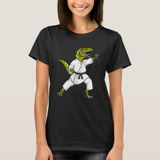 T-shirt Funny Karatesaurus T-Rex Dinosaur Karate Samurai D (Devant)