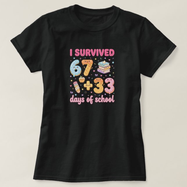 T-shirt Funny Kawaii 100th Day of School,  (Design devant)