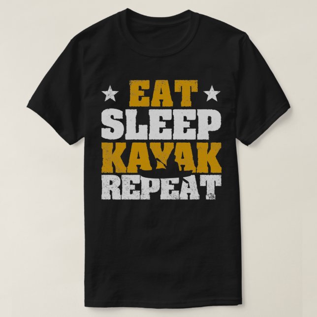 T-shirt Funny Kayak Canoë Bateau Kayaker Mange Sommeil (Design devant)