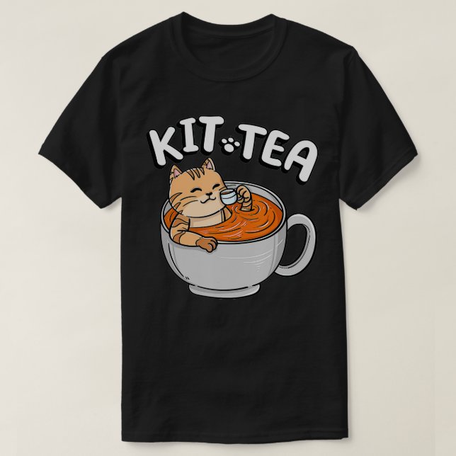 T-shirt Funny KIT TEA Kitty Cat Kitten Tea Drinker Pet Par (Design devant)