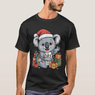 T-shirt Funny Koala Santa Hat Animaux Amateurs de Noël lai