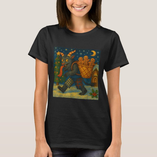 T-shirt Funny Krampus Gingerbread Night Festive Creepy Hol (Devant)