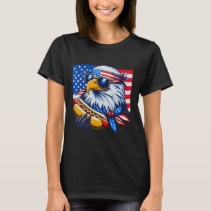 T-shirt Funny Ld Eagle Hotdog Drapeau Américain 4 Juillet