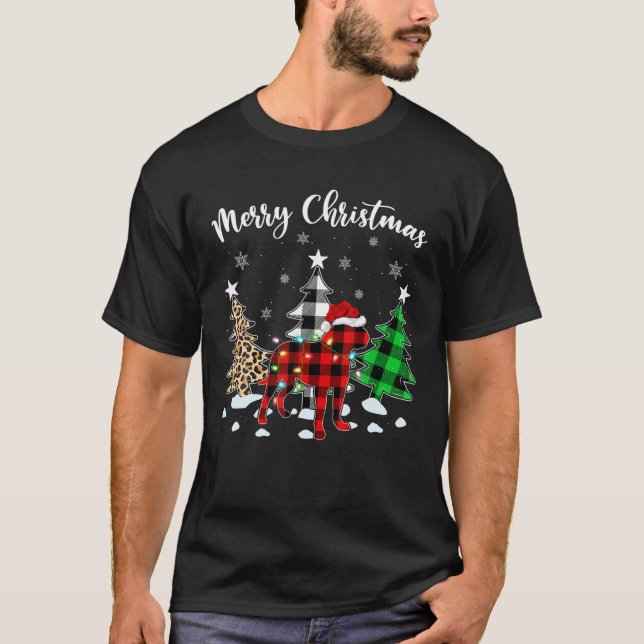 T-shirt Funny Leopard Buffalo Plaid English Bulldog Christ (Devant)