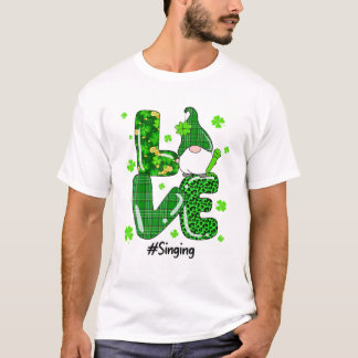 T-shirt Funny Leopard Irlandais Green Plaid chanter Gnome