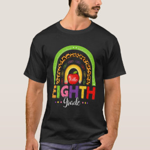 T-shirt Funny Leopard Rainbow 8E Grade Bonjour Retour À Sc