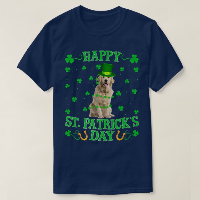 T-shirt Funny Leprechaun Casquette Golden Retriever Chien  (Design devant)