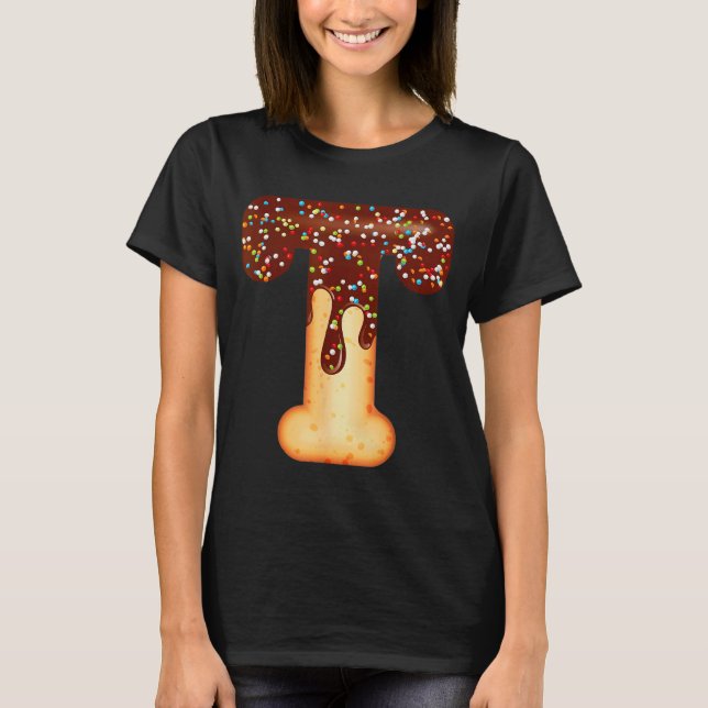 T-shirt Funny Letter T Ice Cream Chocolate Sprinkles  (Devant)