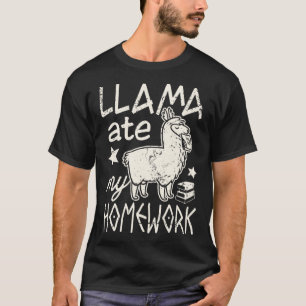 T-shirt Funny Llama Ate My Homework Alpaca Tee pour garçon