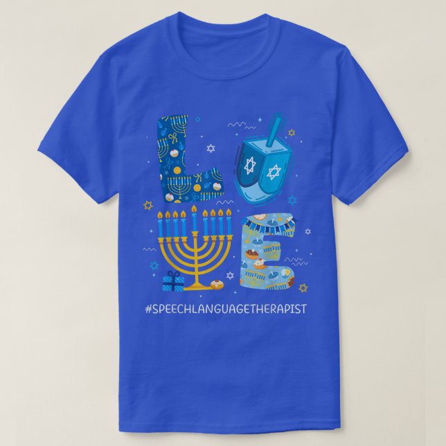 T-shirt Funny LOVE orthophoniste Menorah Jewis (Design devant)