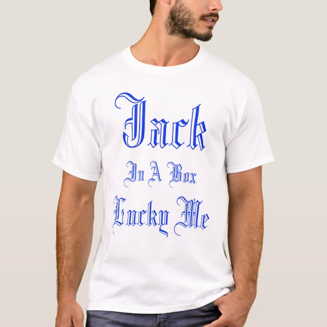 T-shirt Funny Lucky Jack Dans Un Logo De Boîte, (Devant)
