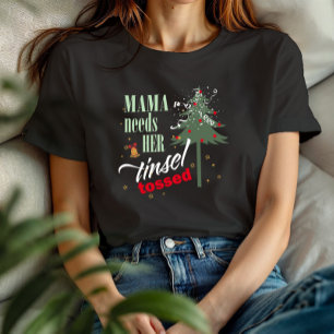 T-shirt Funny Mama a besoin de son minet Tossed Blk ID1116