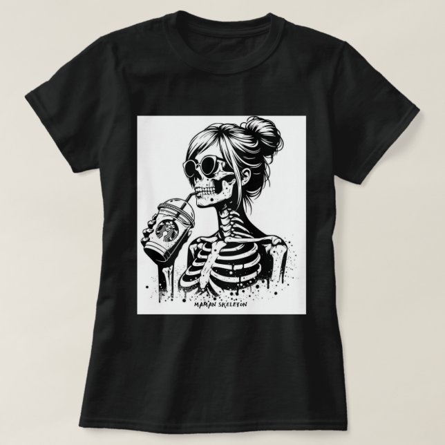 T-SHIRT FUNNY MAMAN SKELETON (Design devant)
