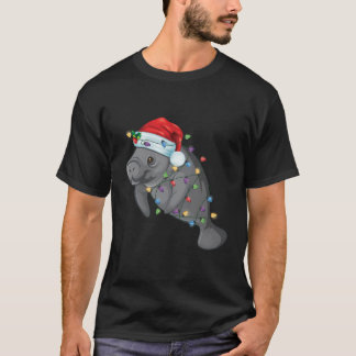 T-shirt Funny Manatee In Santa Hat Manatee Christmas Pajam