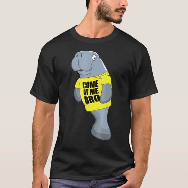 T-shirt Funny Manatee Venez à moi brune chemise (Devant)