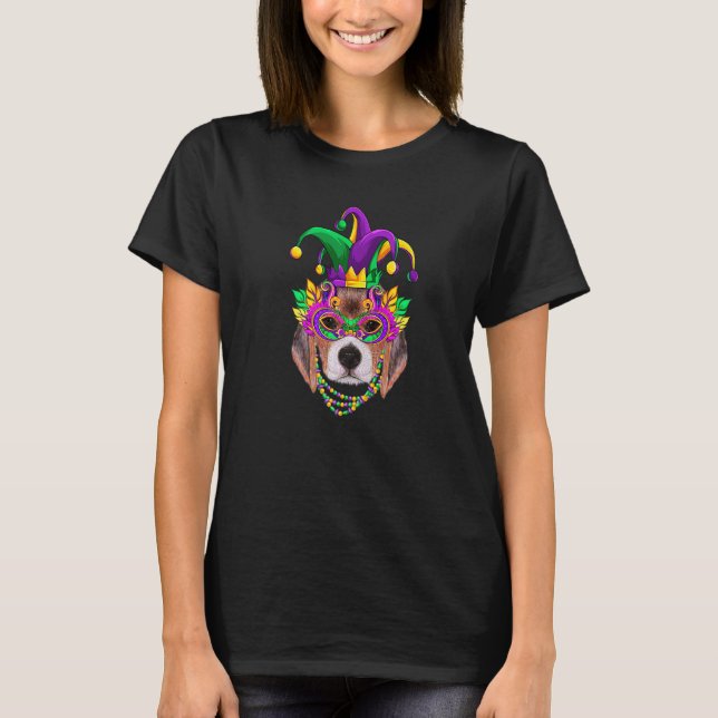 T-shirt Funny Mardi Gras Beagle Dog Mardi Gras Beads Party (Devant)