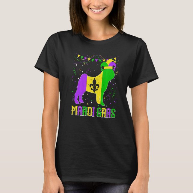 T-shirt Funny Mardi Gras Pug Dog Dad Mom Mardi Gras Premiu (Devant)
