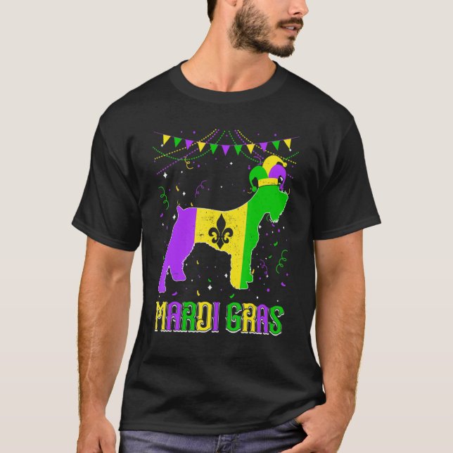 T-shirt Funny Mardi Gras Schnauzer Dog Dad Mom Mardi Gras (Devant)