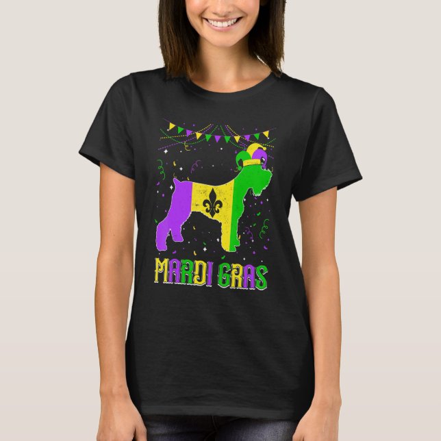 T-shirt Funny Mardi Gras Schnauzer Dog Dad Mom Mardi Gras (Devant)