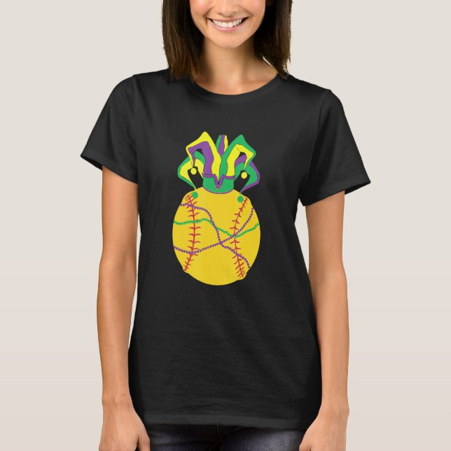 T-shirt Funny Mardi Gras Softball Jester Casquette Funny F (Devant)