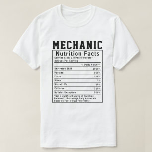 T-shirt Funny Mécanique Techniciens de la valeur nutritive