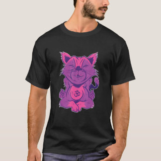 T-shirt Funny Meditating Cat with Om Symbol