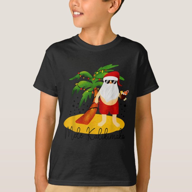 T-shirt Funny Mele Kalikimaka Aloha Christmas Hawaiian San (Devant)